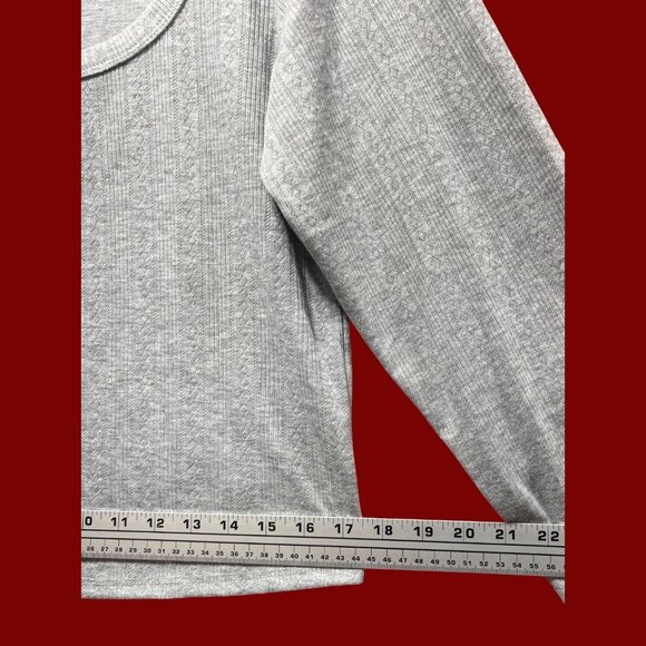 Wild Fable - Women's Long Sleeve Pointelle T-Shirt - Gray - XXL - Picture 5 of 13